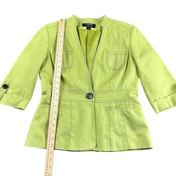 Signature by Larry Levine Jacket Women Size 8 Key Lime Green Pockets Office-wear - Picture 10 of 10